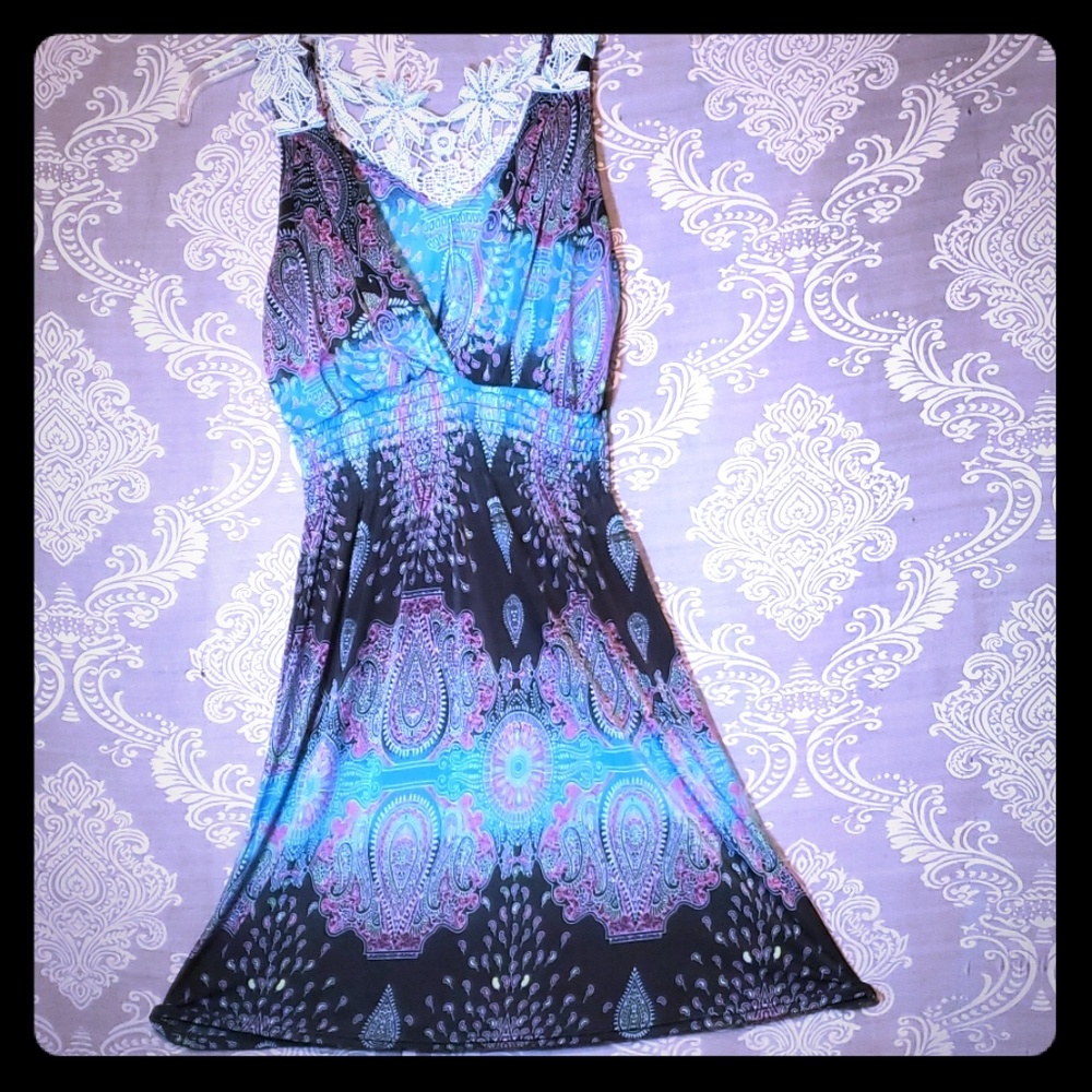 Lace paisley hippy dress